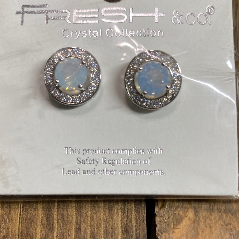 Crystal Collection Silver Tone Stud Earrings NWT - Picture 4 of 5